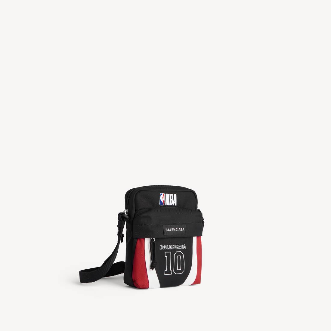 Herrars Balenciaga | NBA-samarbete Explorer-väsk i svart/vit/vermilionröd