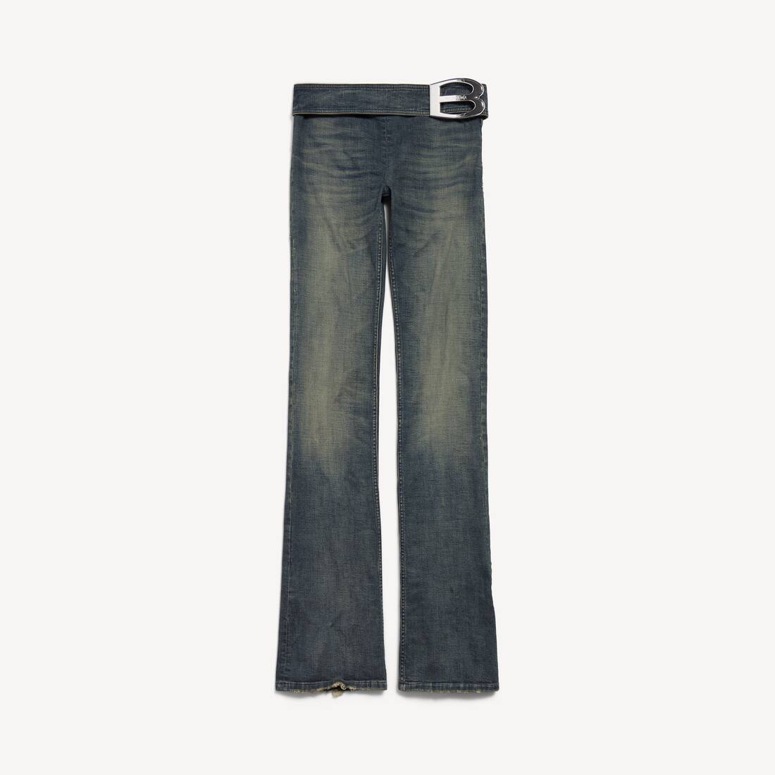 Kvinnas buckel bootcut-byxor i blått