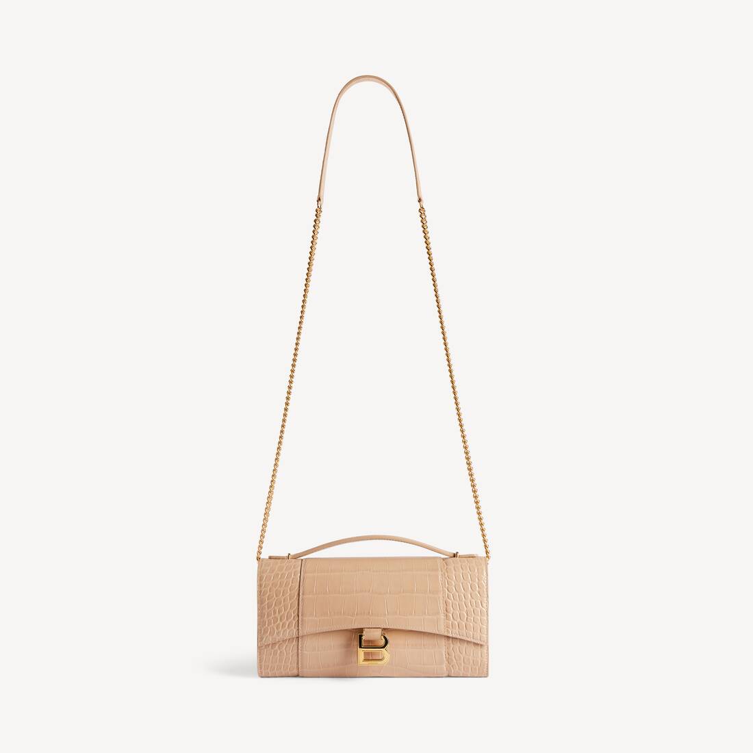 Kvinnors hourglass-pochette med kedja i nude