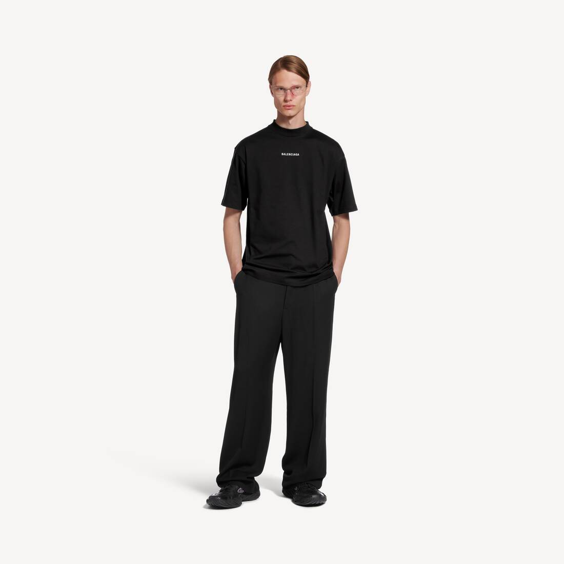 Ny Balenciaga-backt-shirt medium fit i svart