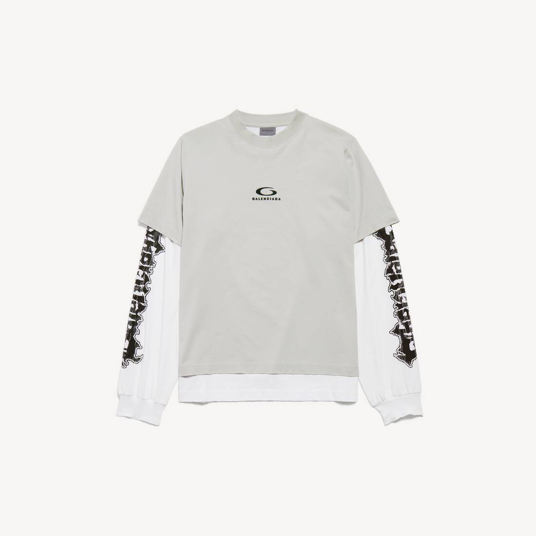 Herrarnas hybrid dubbel T-shirt i ljusgrå/vit