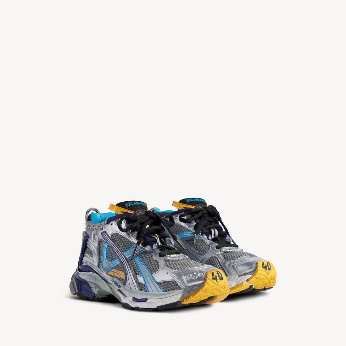 Herrarnas löpande sneakers i grå/blå/orange/aqua