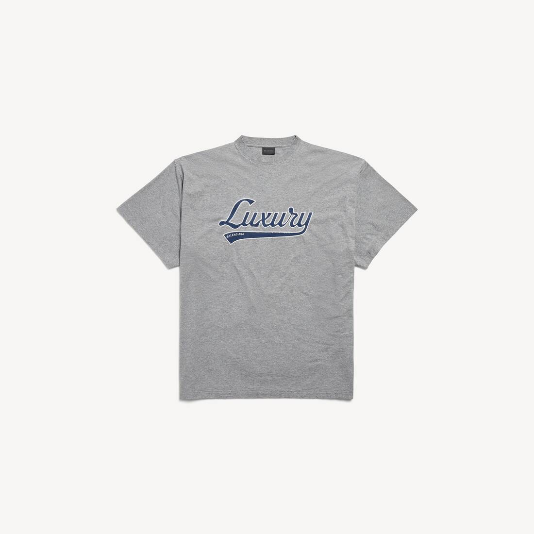 Herrars lyxigt skript storlekst-shirt i mörk heathergrå/blå
