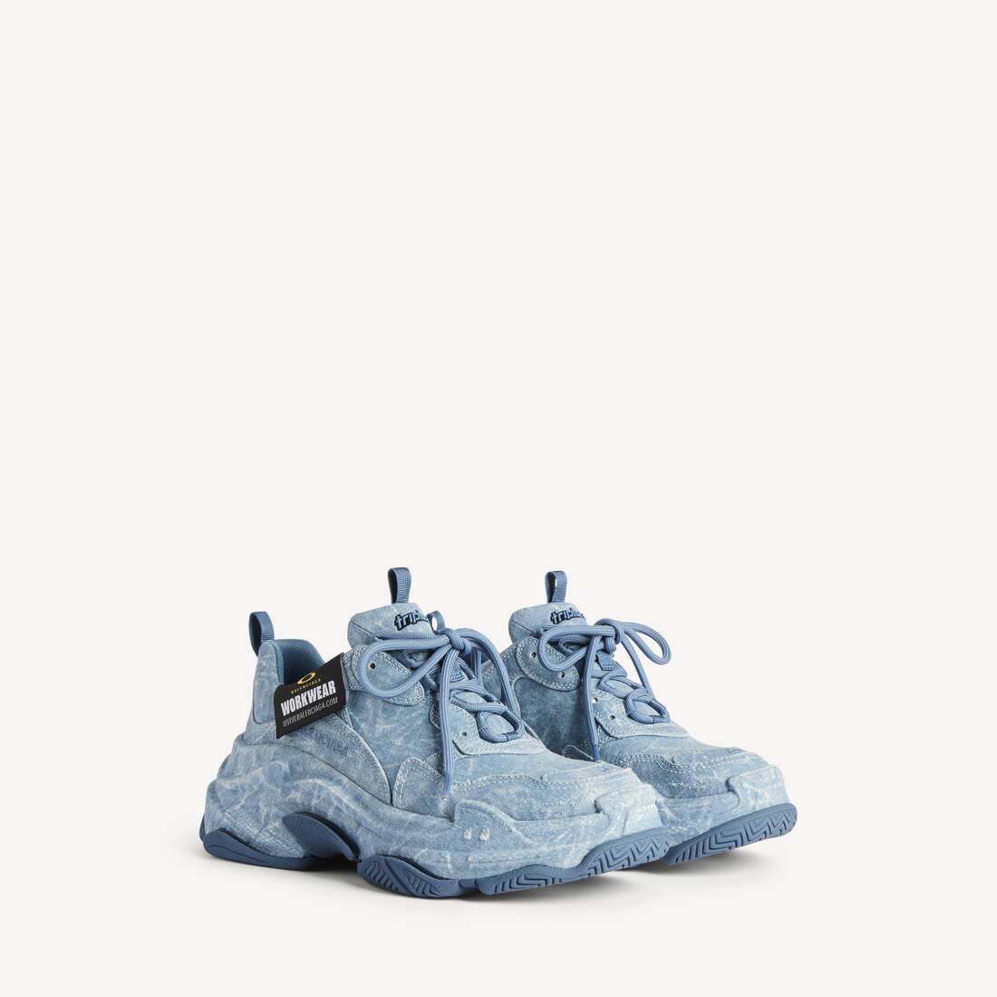 Herrars Triple S tyggsneaker i blått