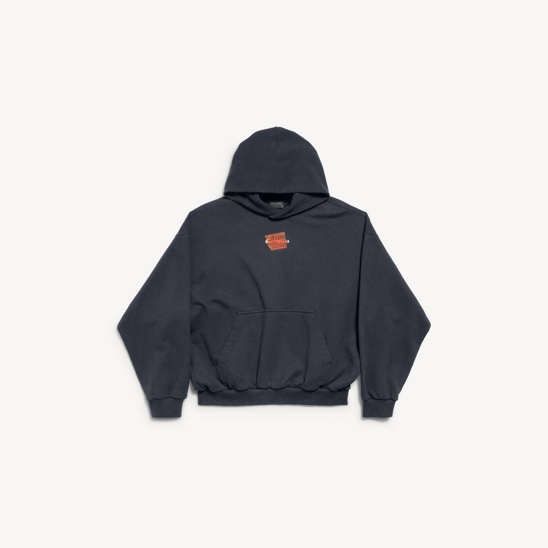 Herrarnas taped Balenciaga bak hoodies medium fit i släckt svart