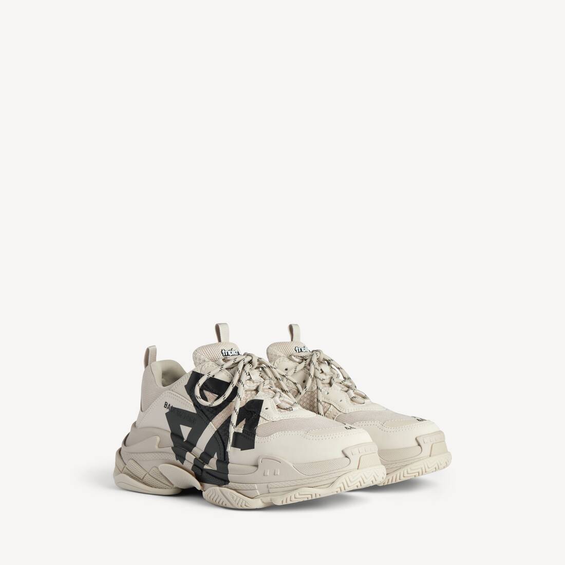 Herrars Triple S Tape Sneaker i beige/svart