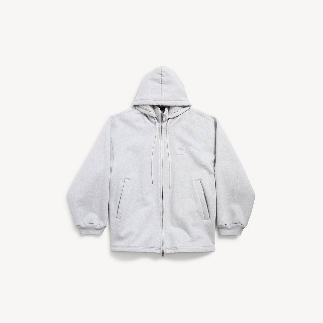 Herrarnas lion outerwear zip-up hette i ljus heathergrå
