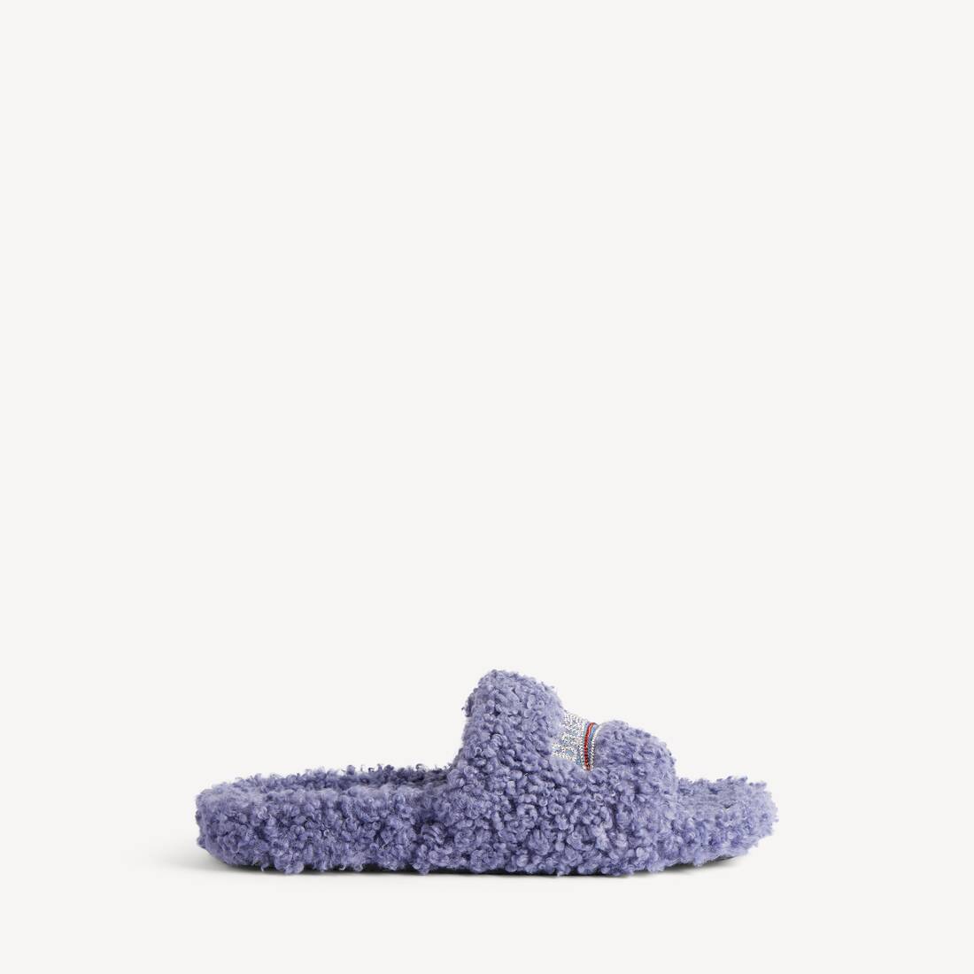Kvinnors fluffig öppen mule i hortensia/kristall/röd