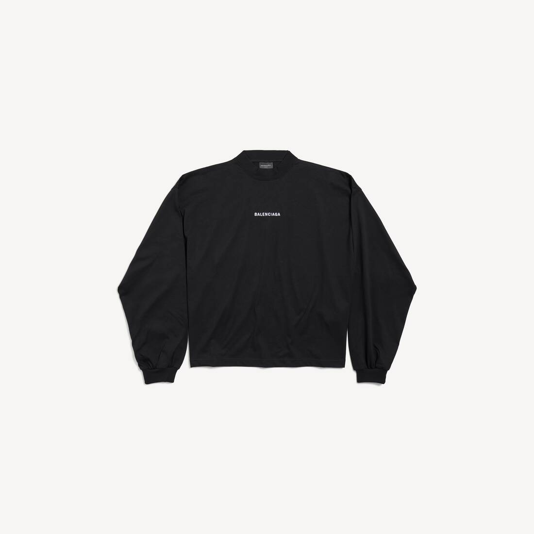 Damens Balenciaga bakcropped långärmlig T-shirt i svart/vitt
