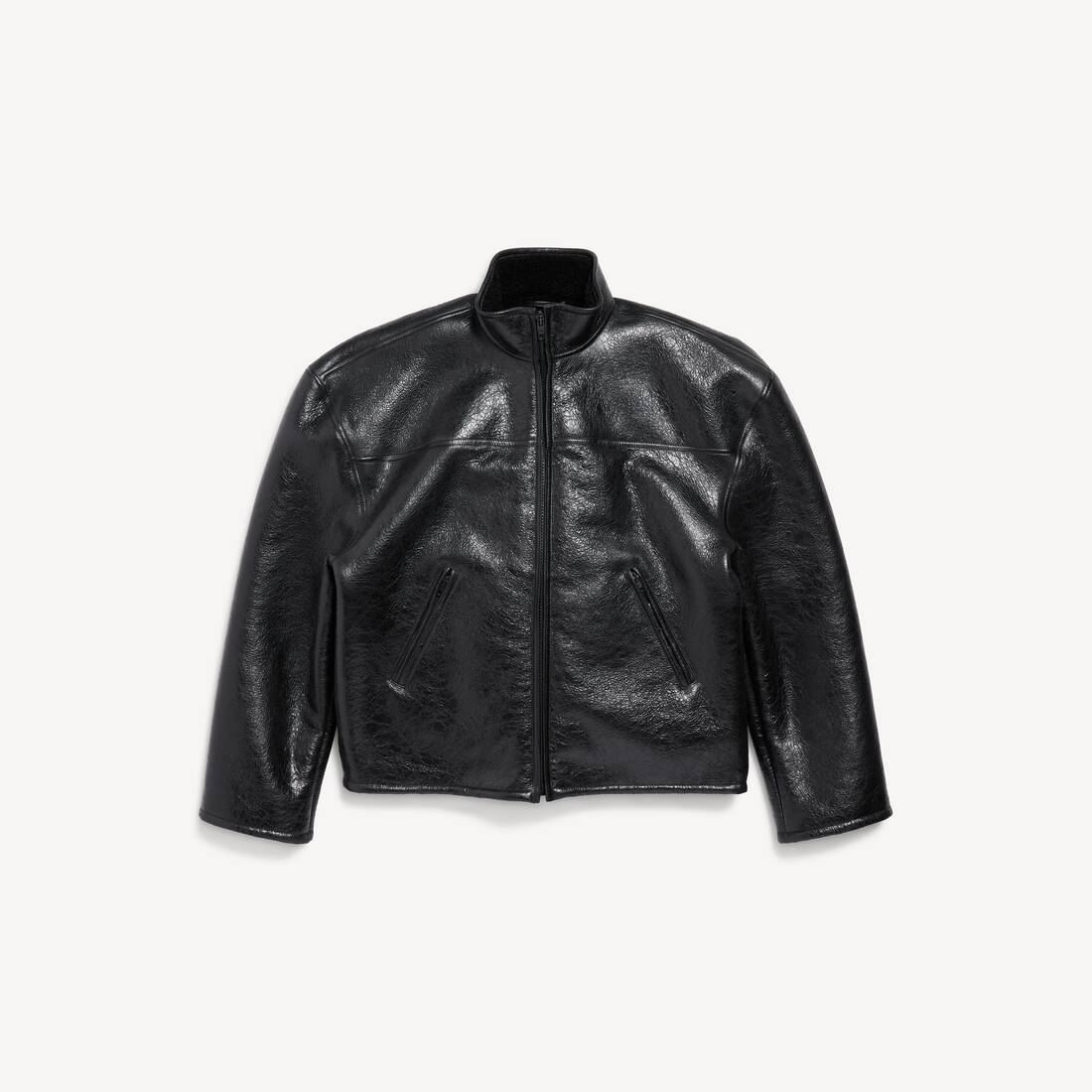 Herrars shearlingzippjacka i svart