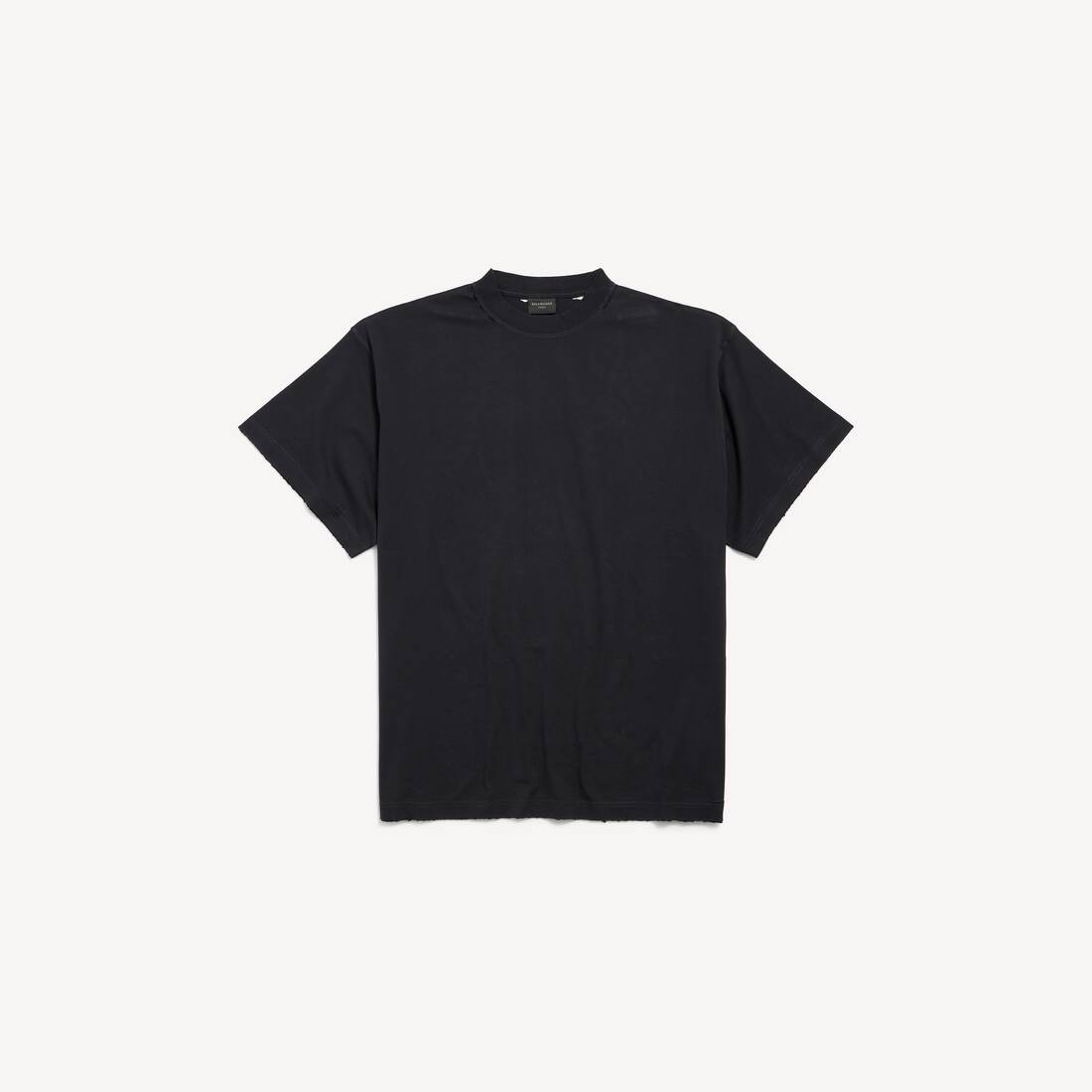 Herrars säkerhetstape logot-shirt oversized i svart blekt/röd