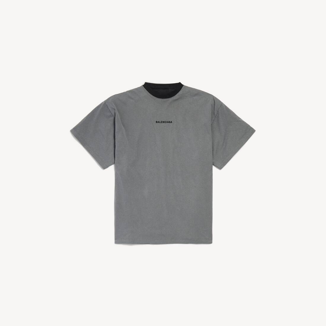 Herrarnas Balenciaga-backreversibel oversized T-shirt i grå/fadelat svart