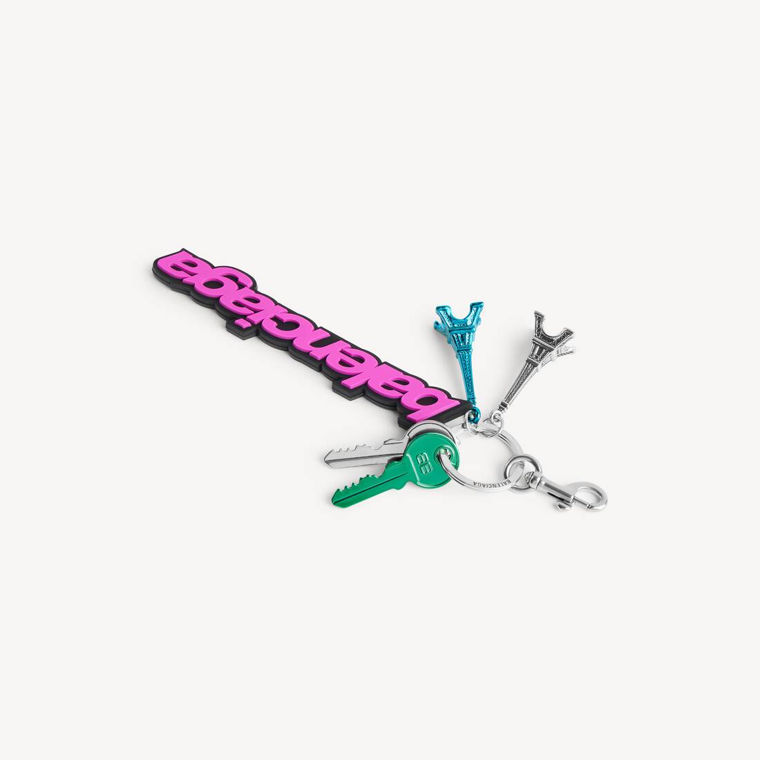 Damas biker Balenciaga charm/nöckelring i rosa/svart
