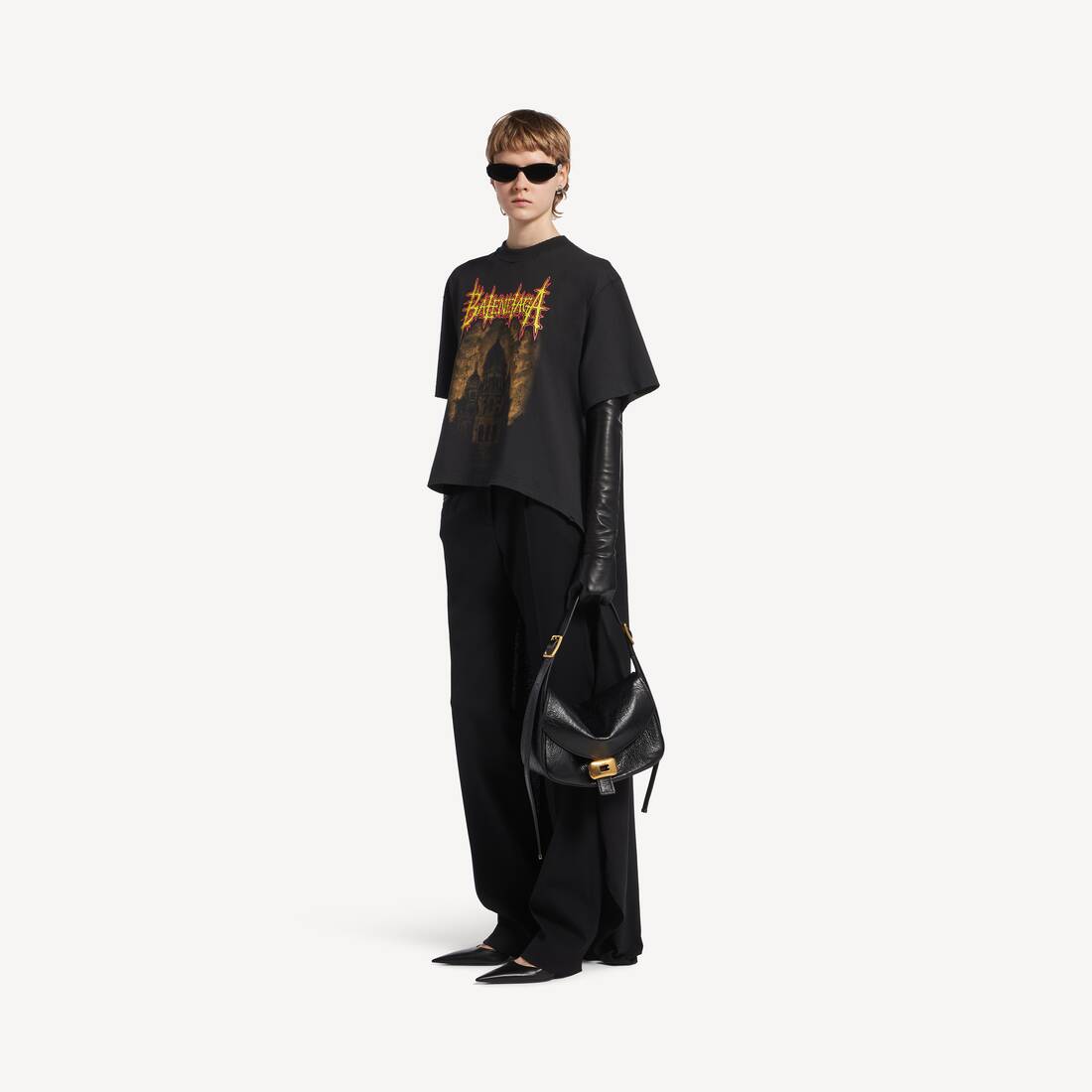 Damers Balenciaga Sacré Cœur Tåg-T-shirt i svart