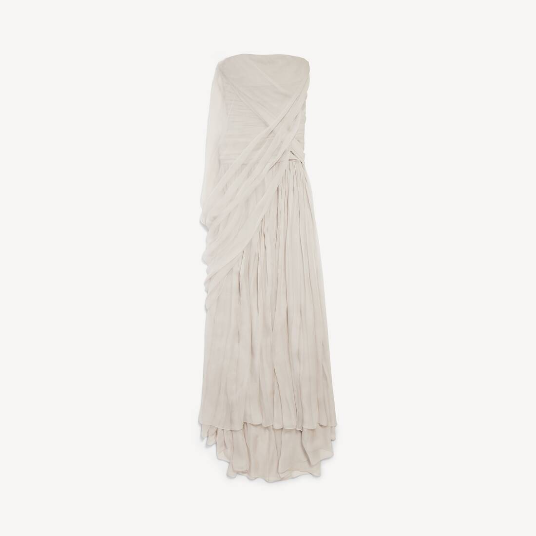 Dame draperad bustierklänning i ljus beige