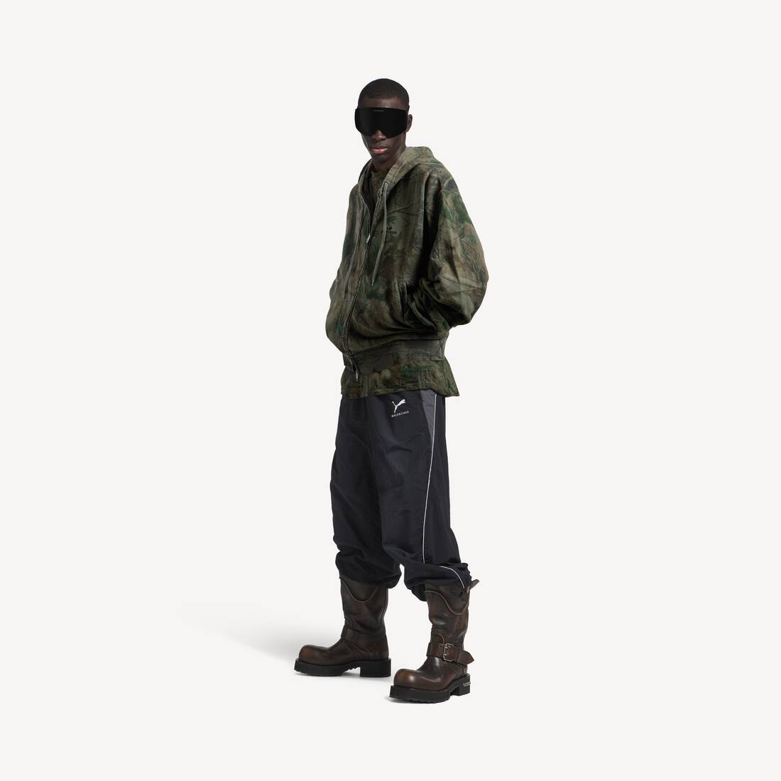Herrars diamant B oversized zip-up huvudduk i skoggrön