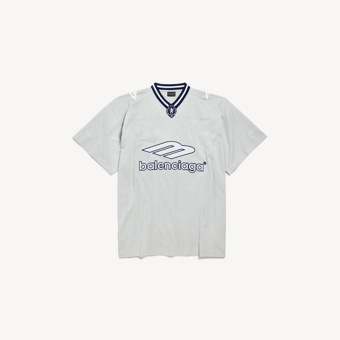 Herrars 3b fotboll V-hals T-shirt Oversized i grå/vit