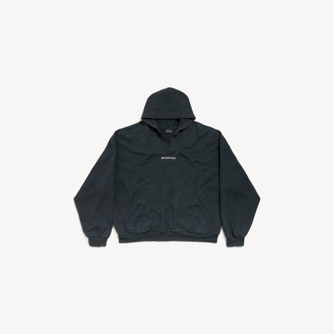 Herrarnas Balenciaga Back Polo Hoodie i släckta svart/vit