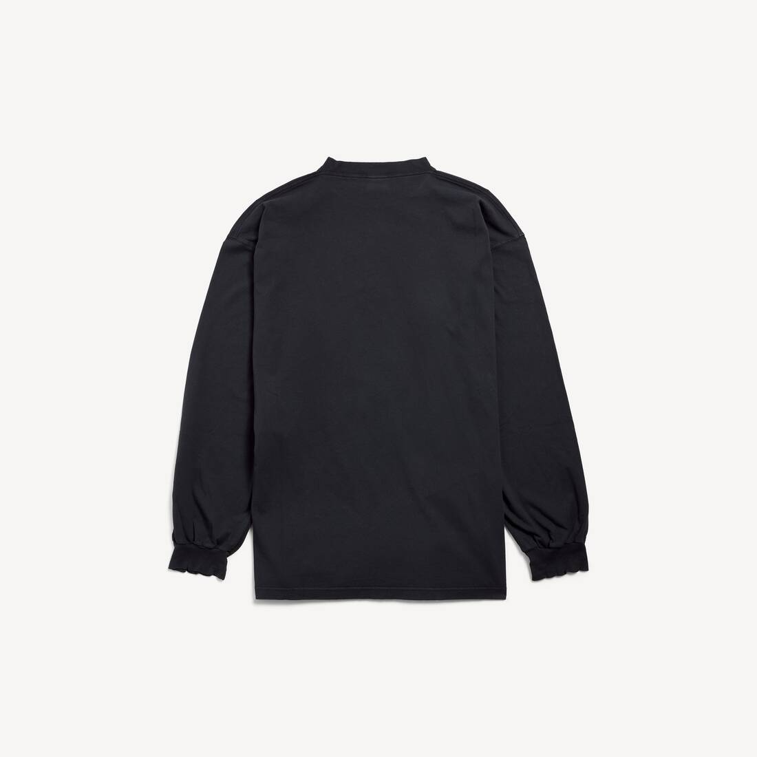Herrarnas kursive långärms T-shirt i storlek, större passform i tvättat svart/vitt