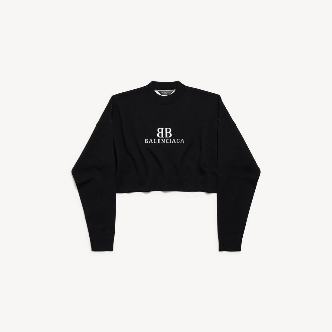 Kvinnas korta crewneck i svart/vitt